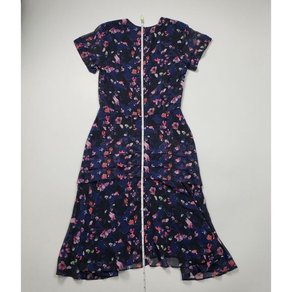 Jason Wu Collective x RTR Pre-Loved Navy Floral Ruched Dress Fit & Flare Pick Sz - Picture 6 of 16